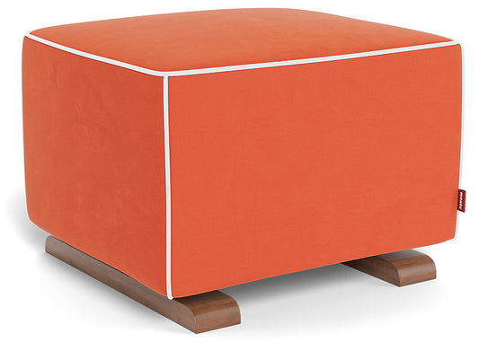 Monte Design Luca Ottoman - Walnut Base / Orange Performance Microfiber Fabric / White Piping