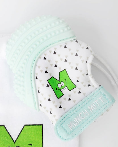 Munch Mitt Teething Mitten - Mint Green Triangles