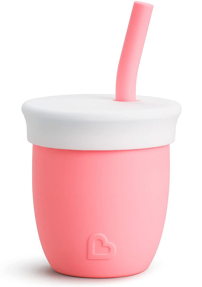 Munchkin C'est Silicone Training Cup with Straw, 4oz - Coral