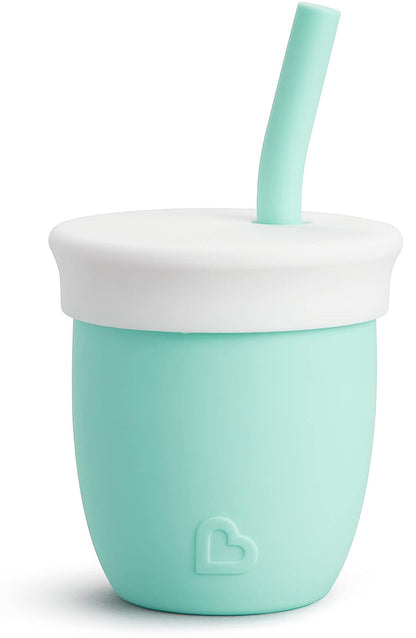 Munchkin C'est Silicone Training Cup with Straw, 4oz - Mint