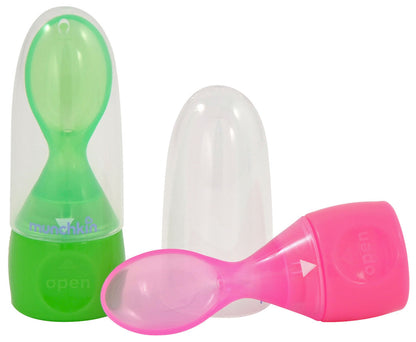 Munchkin Click Lock Food Pouch Spoons, 2-pk - Green/Pink