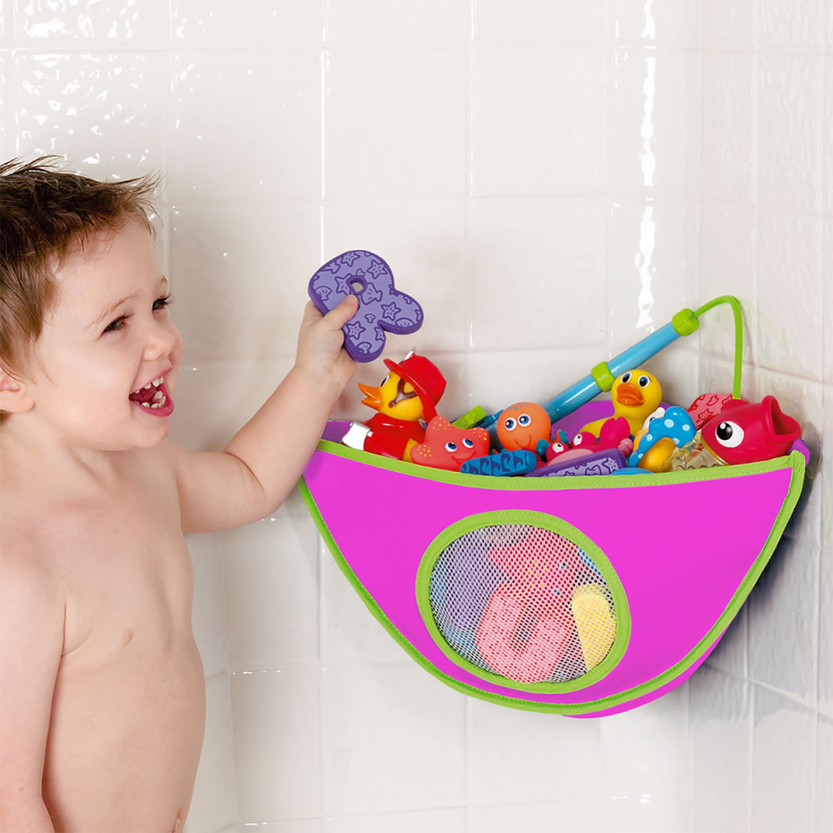 Munchkin Corner Bath Toy Organizer - Pink