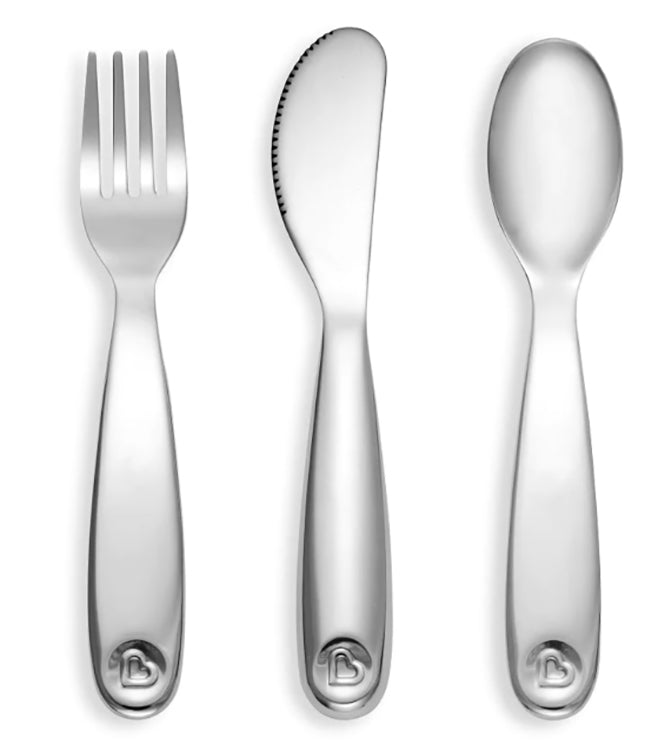 Munchkin Polish Stainless Steel Toddler Fork, Knife & Spoon Set