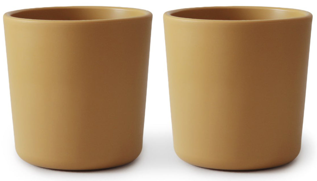 Mushie Dinnerware Cups for Kids, Set of 2 - Mustard