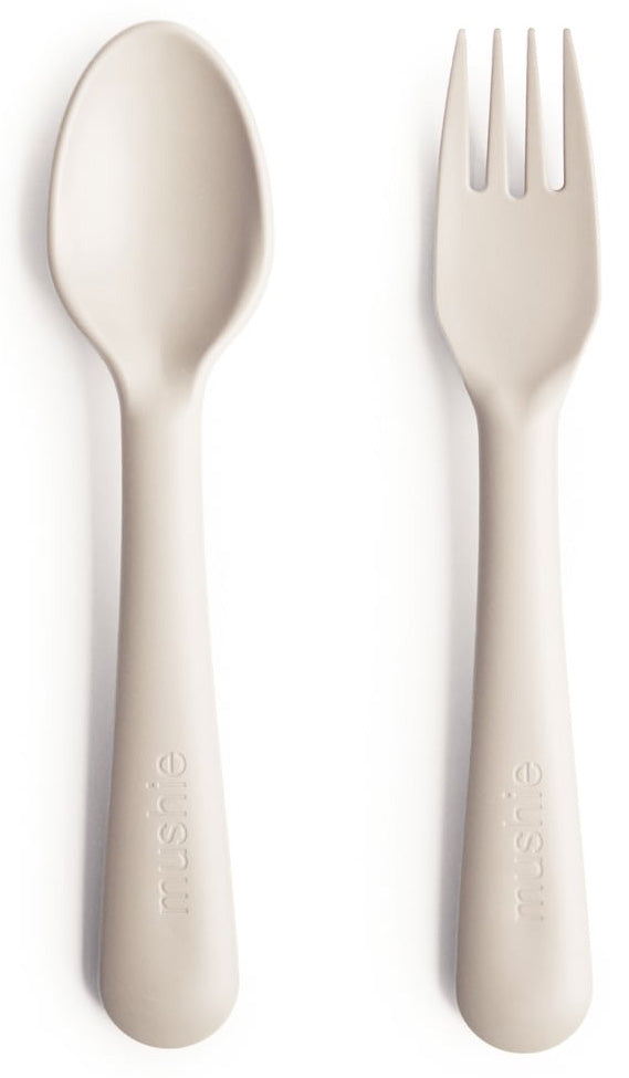 Mushie Fork & Spoon Set - Ivory