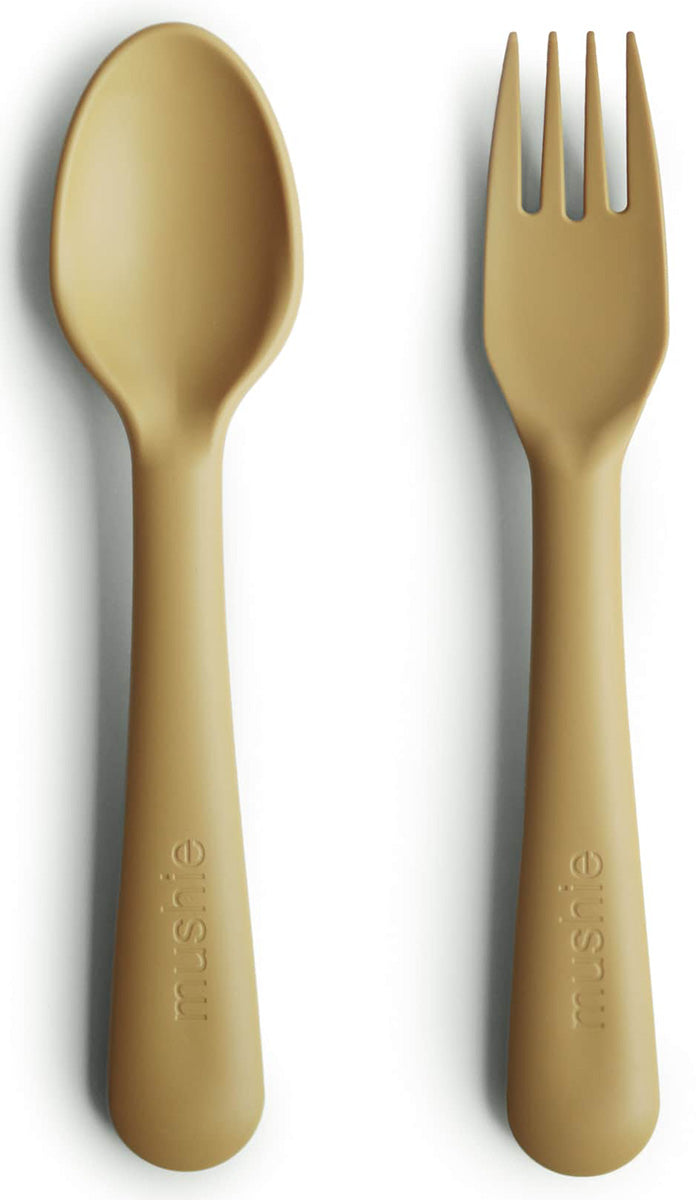 Mushie Fork & Spoon Set - Mustard