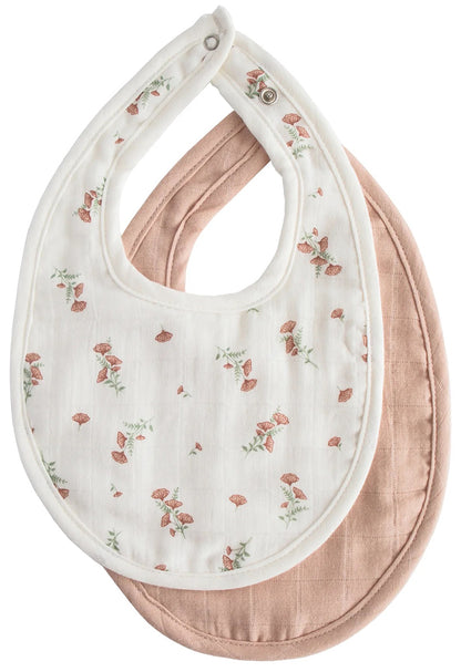 Mushie Muslin Bib, 2 Pack - Blush / Pink Floral