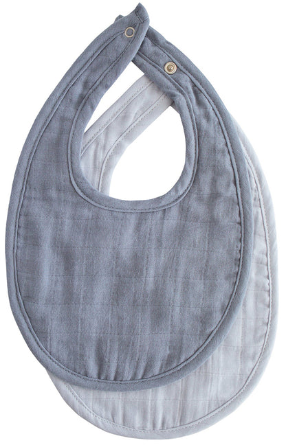 Mushie Muslin Bib, 2 Pack - Tradewinds / Baby Blue