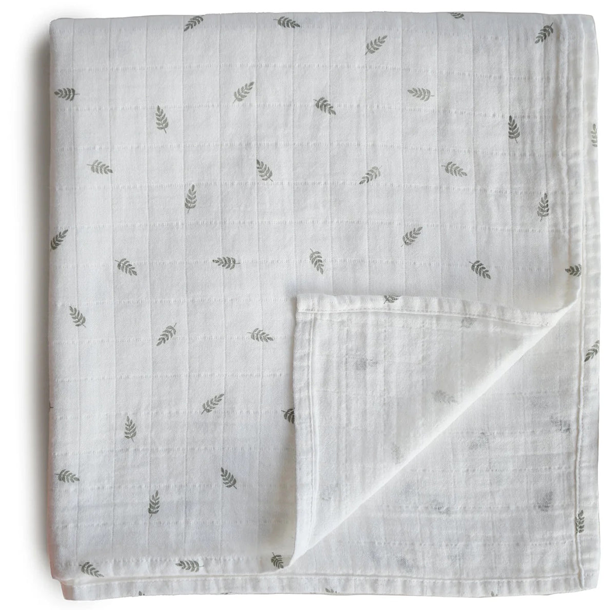 Mushie Organic Cotton Muslin Swaddle Blanket - Leaves