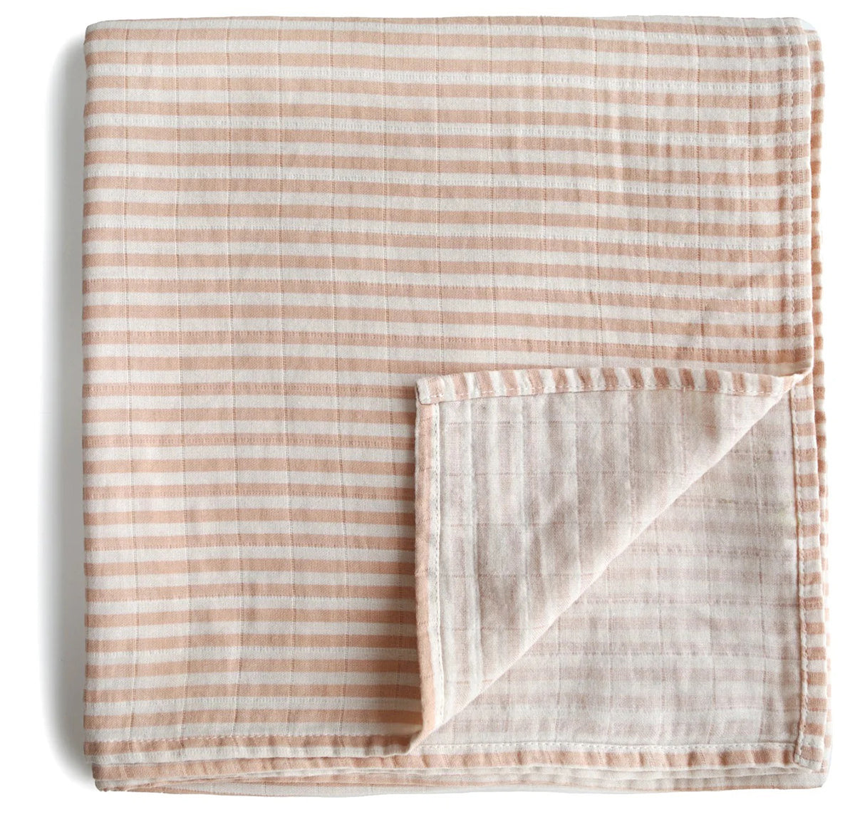 Mushie Organic Cotton Muslin Swaddle Blanket - Natural Stripe