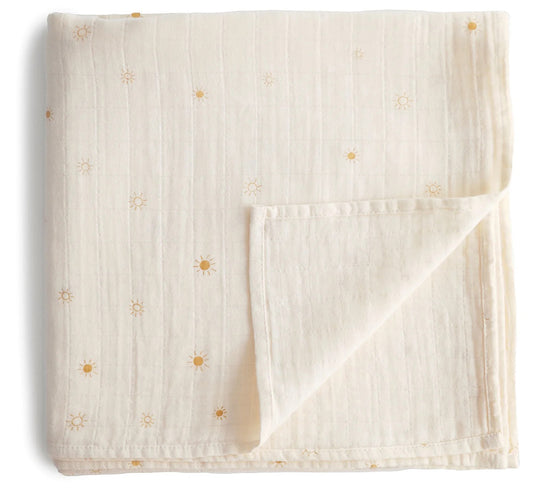 Mushie Organic Cotton Muslin Swaddle Blanket - Sun