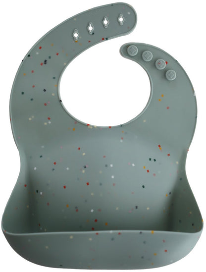 Mushie Silicone Baby Bib - Cambridge Blue Confetti