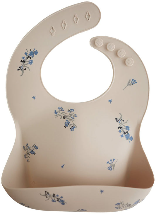 Mushie Silicone Baby Bib - Lilac Flowers