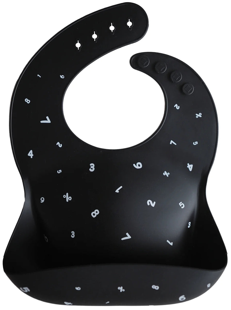 Mushie Silicone Baby Bib - Numbers Black