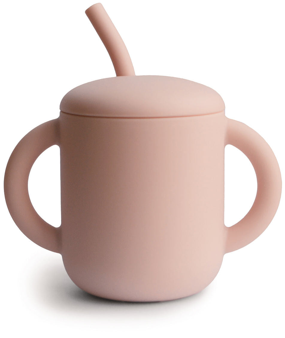 Mushie Silicone Training Cup + Straw - Blush