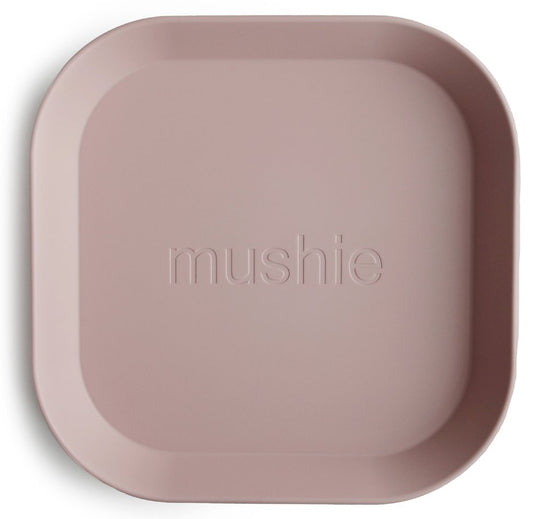 Mushie Square Dinnerware Plates, Set of 2 - Blush