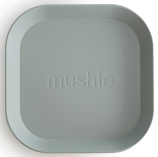 Mushie Square Dinnerware Plates, Set of 2 - Sage