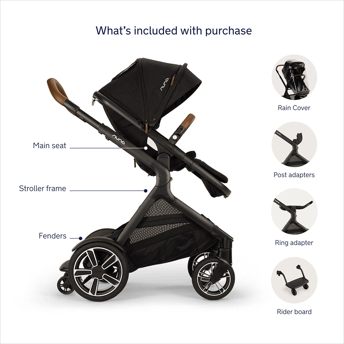 Nuna DEMI Next Stroller with Rider Board - Caviar