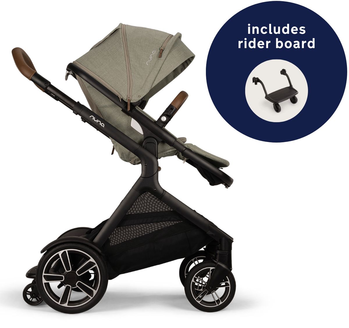 Nuna DEMI Next Stroller with Rider Board - Hazelwood