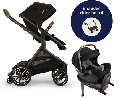 Nuna DEMI Next Stroller with Rider Board + PIPA RX Travel System Bundle - Caviar