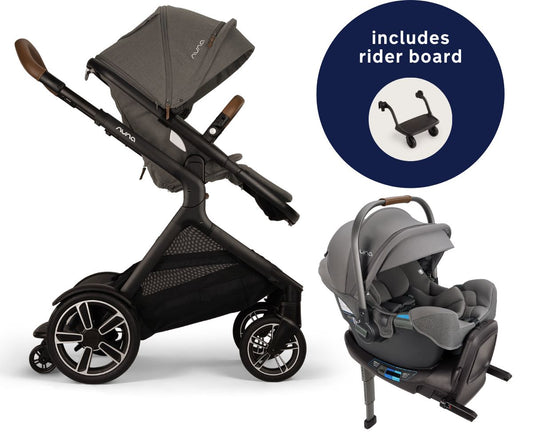 Nuna DEMI Next Stroller with Rider Board + PIPA RX Travel System Bundle - Granite