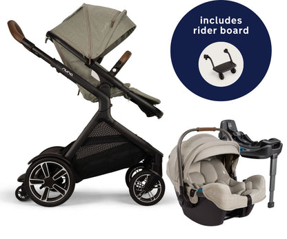 Nuna DEMI Next Stroller with Rider Board + PIPA RX Travel System Bundle - Hazelwood