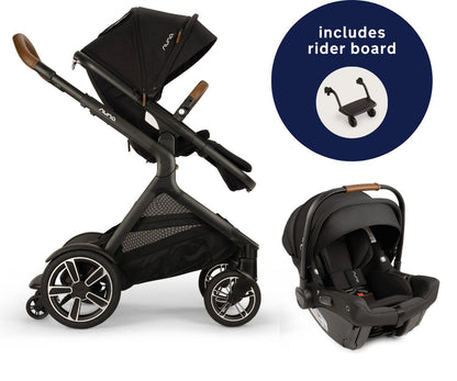 Nuna DEMI Next Stroller with Rider Board + PIPA urbn Travel System - Caviar