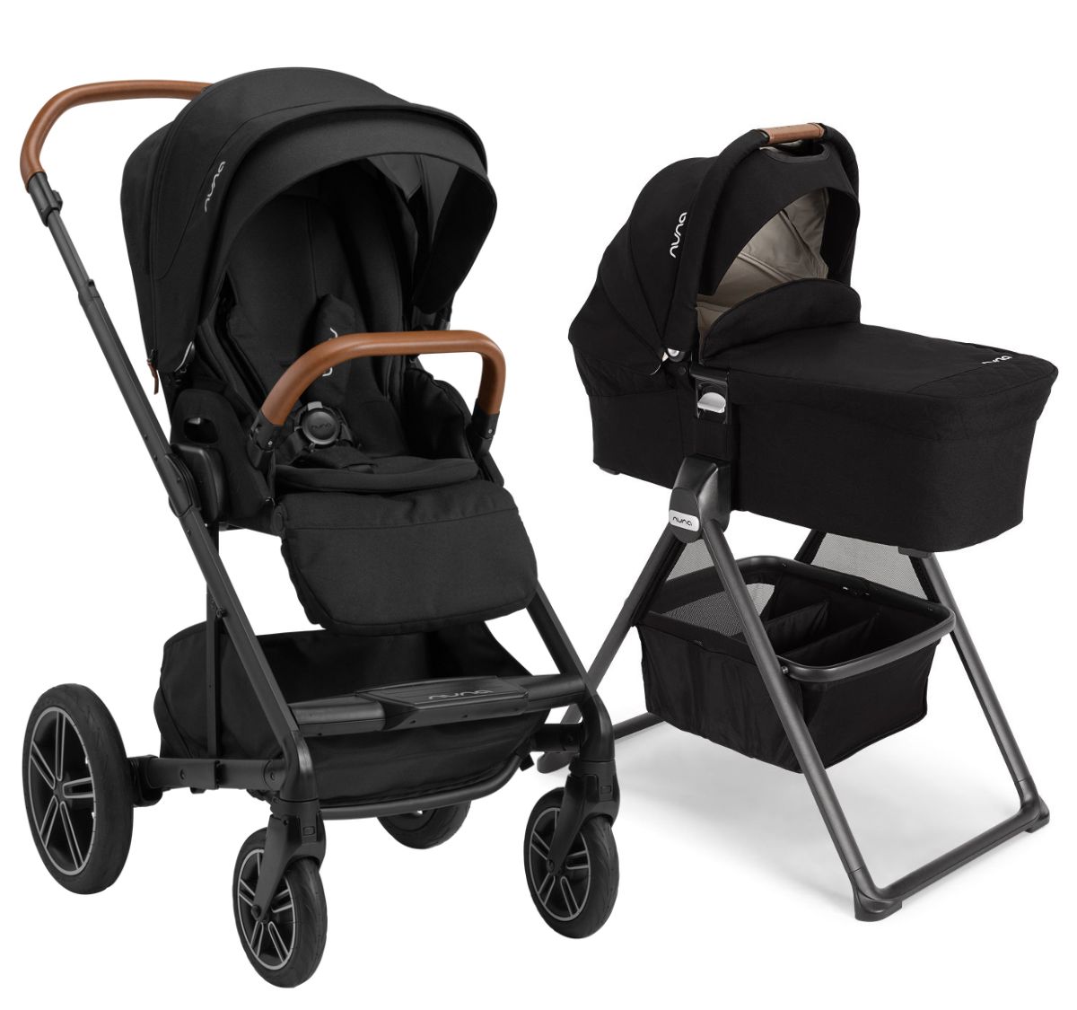 Nuna MIXX Next Stroller + Bassinet with Stand Bundle - Caviar