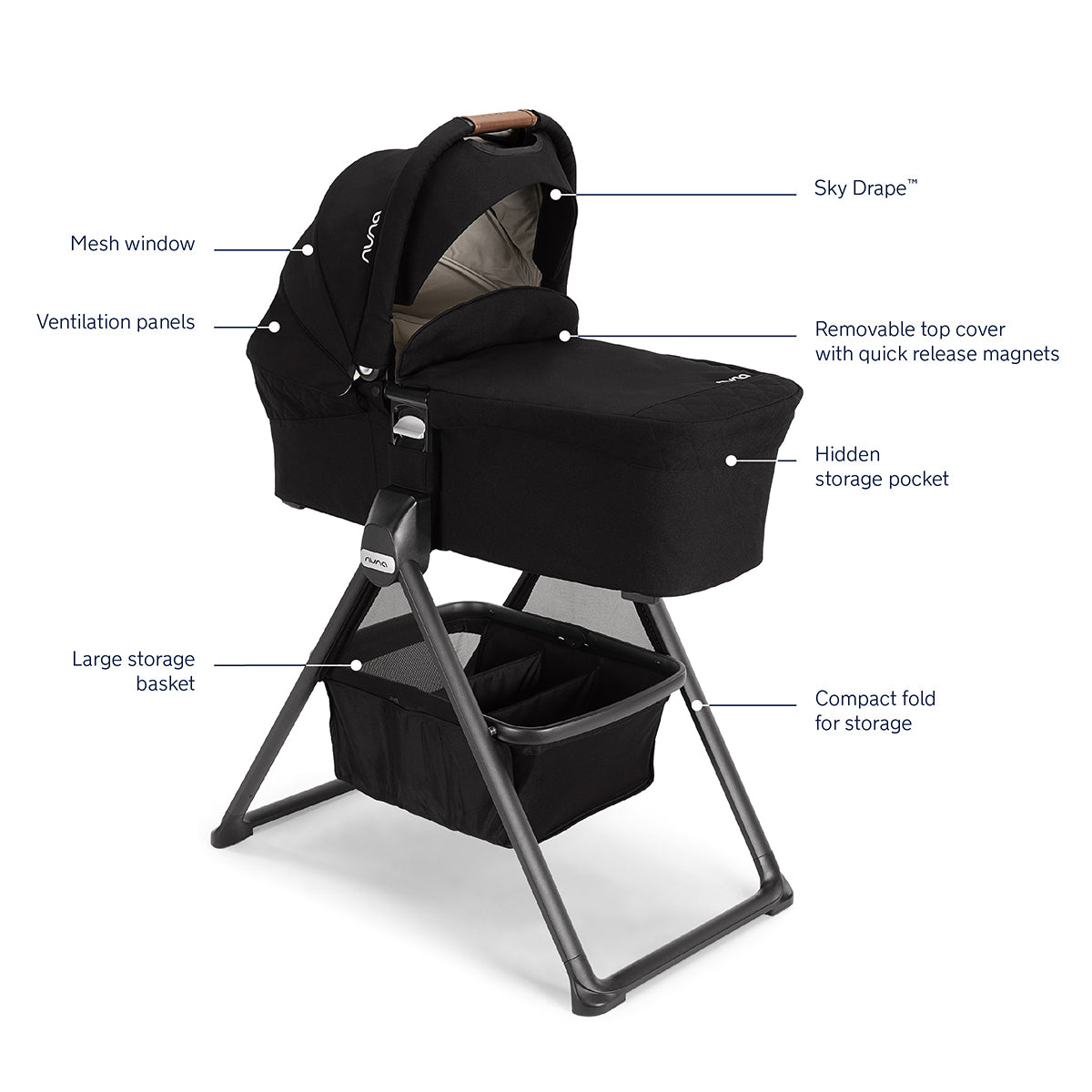 Nuna MIXX Next Stroller + Bassinet with Stand Bundle - Caviar