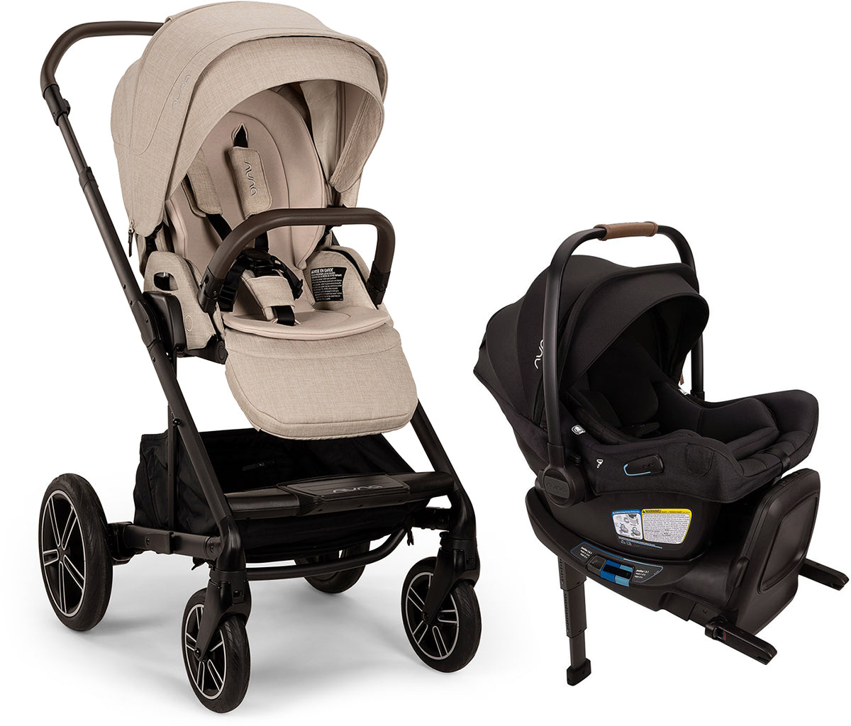 Nuna MIXX Next with Magnetic Buckle + PIPA Aire RX Travel System Bundle - Biscotti / Caviar