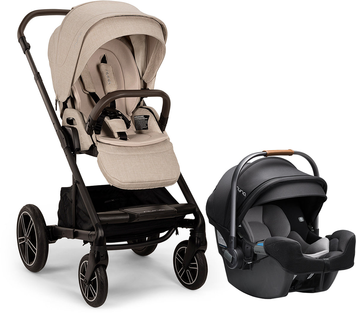 Nuna MIXX Next with Magnetic Buckle + PIPA RX Travel System Bundle - Biscotti / Caviar