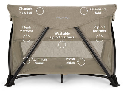 Nuna SENA Aire Playard with Zip-Off Bassinet - Hazelwood