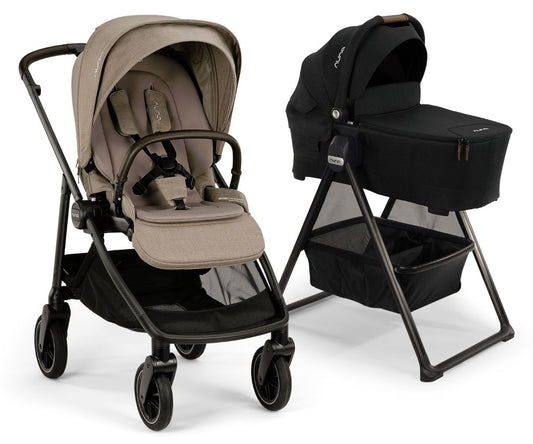 Nuna SWIV Stroller + LYTL Bassinet Bundle - Acorn / Caviar