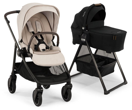 Nuna SWIV Stroller + LYTL Bassinet Bundle - Chai / Caviar