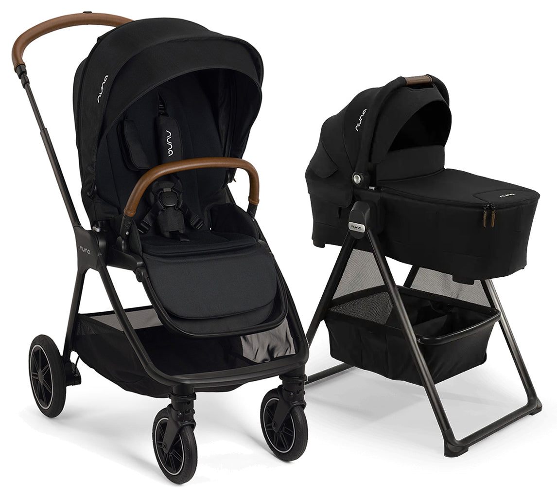 Nuna TRIV Next Stroller + LYTL Bassinet + Stand Bundle - Caviar / Caviar