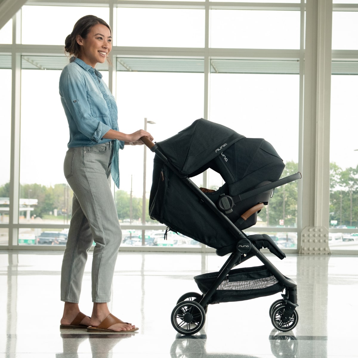 Nuna TRVL Self-Folding Compact Stroller - Caviar