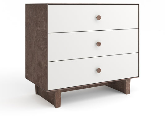 Oeuf 3 Drawer Dresser - Rhea - White/Walnut