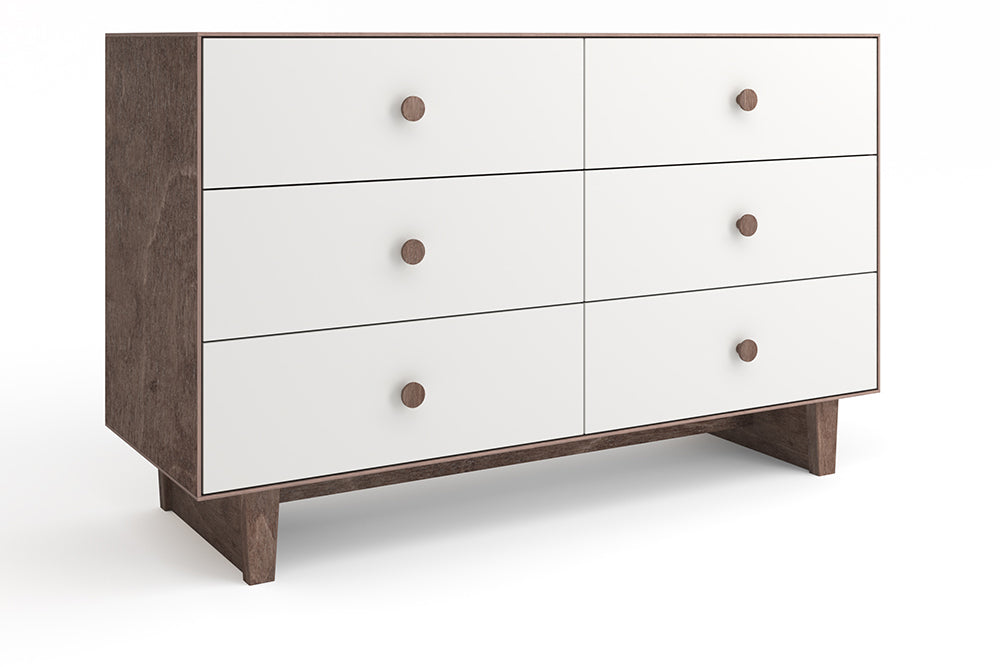 Oeuf 6 Drawer Dresser - Rhea - White/Walnut