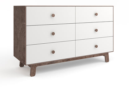 Oeuf 6 Drawer Dresser - Sparrow - White/Walnut