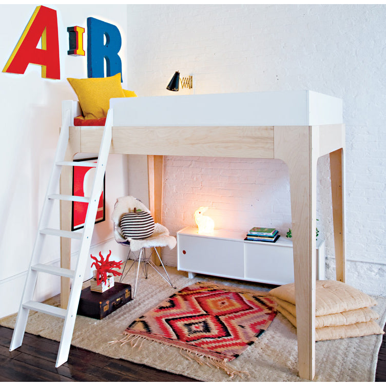 Oeuf Perch Loft Bed - Full Size - White/Birch