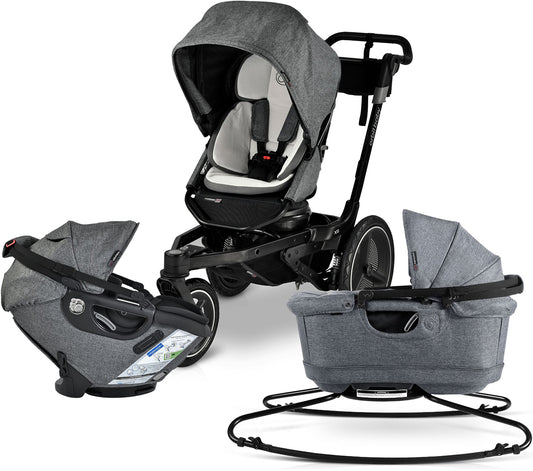 Orbit Baby Jog, Sleep & Ride Travel System with G5+ Infant Car Seat - Black / Melange Grey