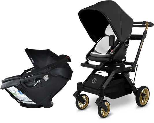 Orbit Baby Stroll & Ride Travel System with G5+ Infant Car Seat - Black Luxe / Black / Merino