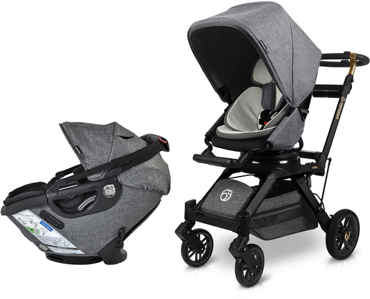 Orbit Baby Stroll & Ride Travel System with G5+ Infant Car Seat - Black Luxe / Melange Grey