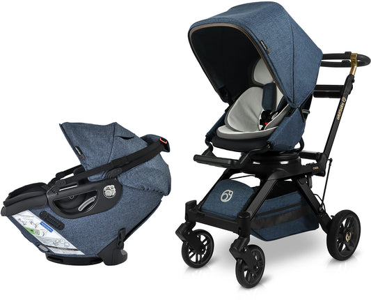 Orbit Baby Stroll & Ride Travel System with G5+ Infant Car Seat - Black Luxe / Melange Navy