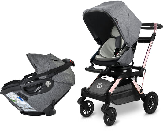 Orbit Baby Stroll & Ride Travel System with G5+ Infant Car Seat - Rose Gold / Melange Grey