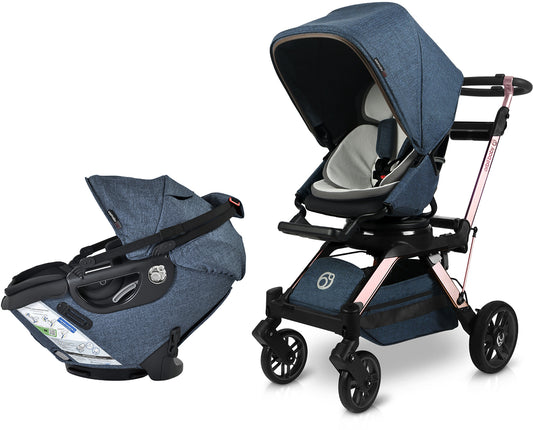 Orbit Baby Stroll & Ride Travel System with G5+ Infant Car Seat - Rose Gold / Melange Navy