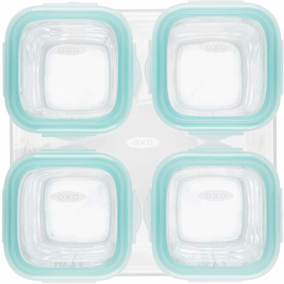 OXO Tot Glass Baby Blocks Freezer Storage Containers, 4 Oz - Teal