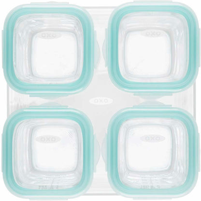 OXO Tot Glass Baby Blocks Freezer Storage Containers, 4 Oz - Teal