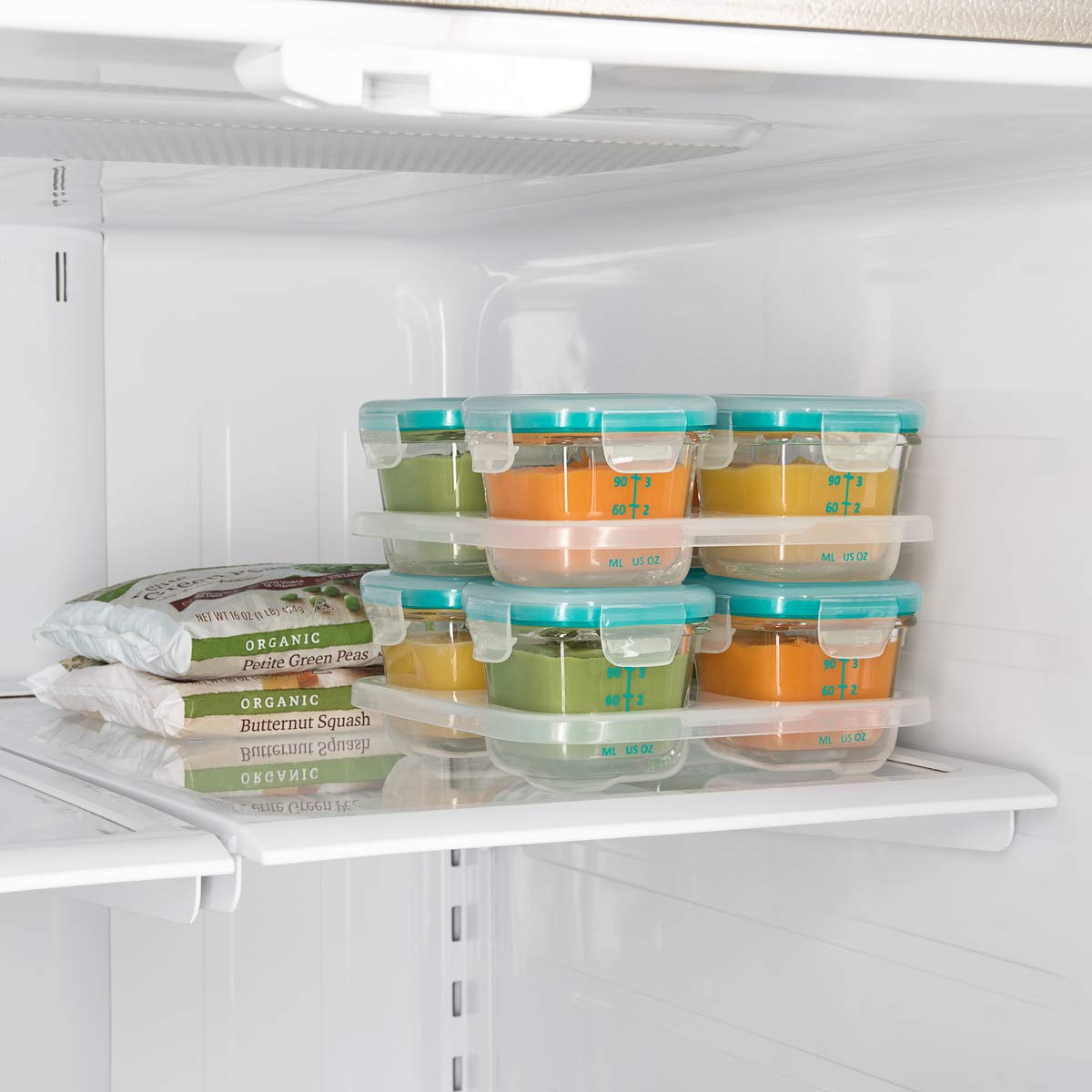 OXO Tot Glass Baby Blocks Freezer Storage Containers, 4 Oz - Teal