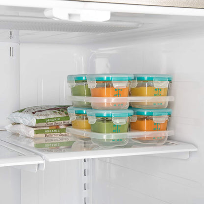 OXO Tot Glass Baby Blocks Freezer Storage Containers, 4 Oz - Teal